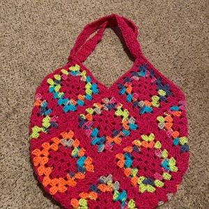 Vibrant Boho Crocheted Shoulder Bag